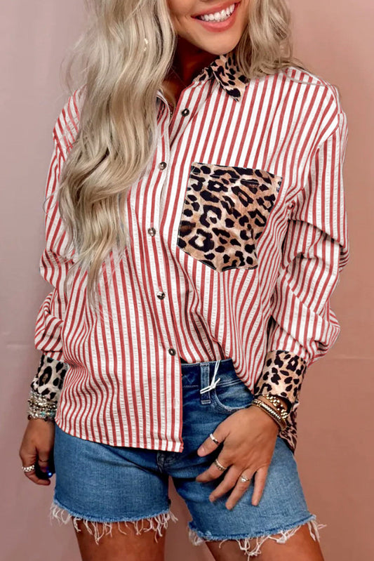 Striped Leopard Button Shirt FB