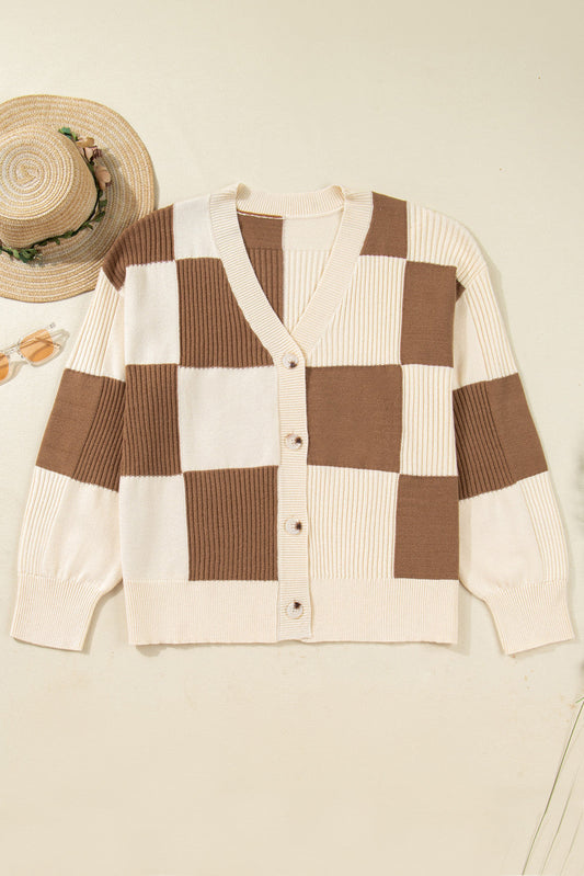 Checkered Ribbed Plus Cardigan November.