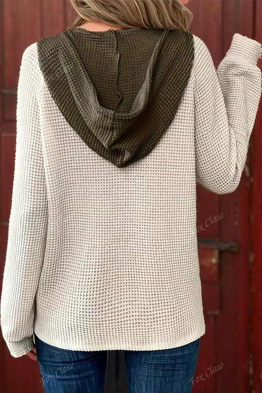 White Waffle Buttoned Top November.