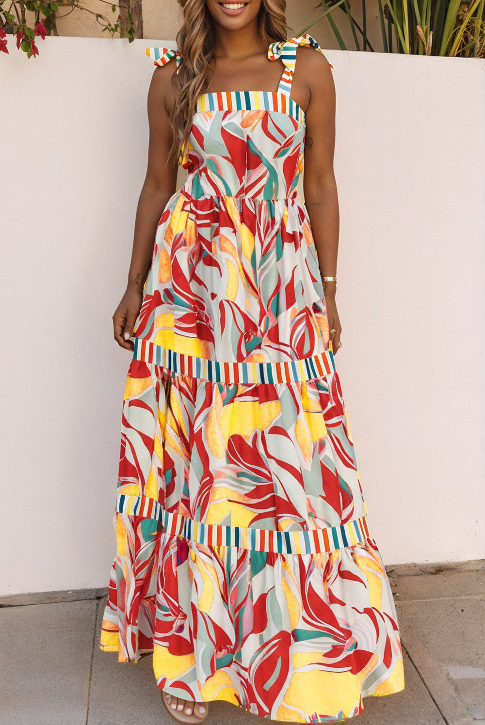 Abstract Knot Strap Maxi Dress FB
