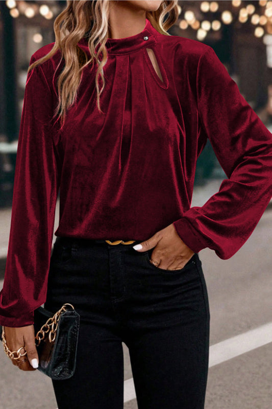 Keyhole Velvet Blouse FB