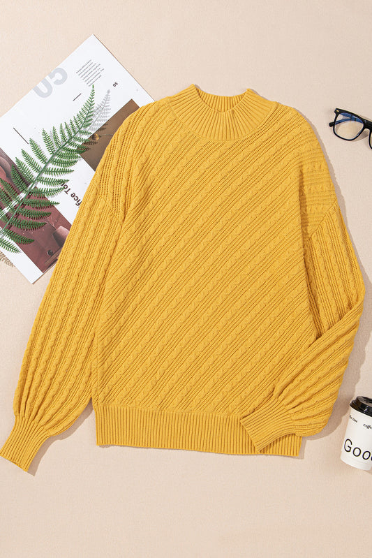 Yellow Textured Knit Sweater November.