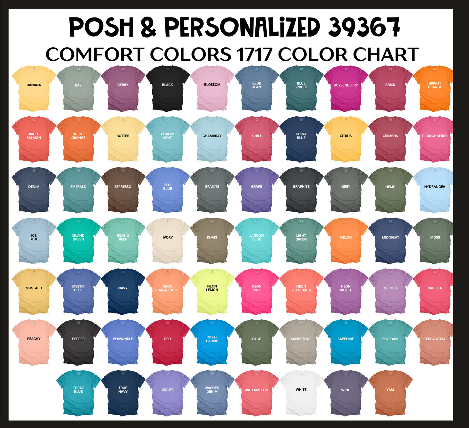 SIZE & COLOR CHARTS