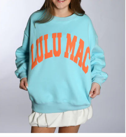 Lulu Mac Sweatshirt Light Blue/Coral-LM-SW-1007 LIGHT BLUE/CORAL