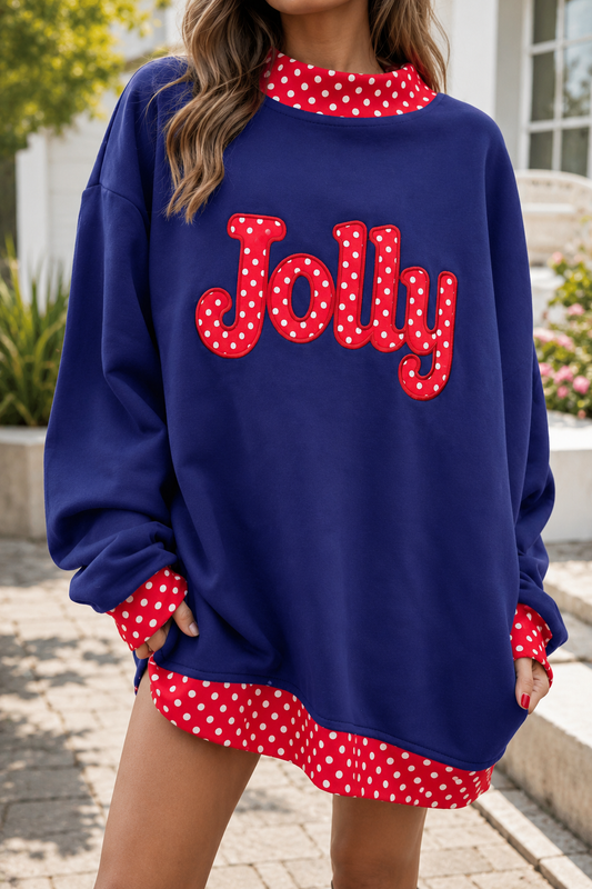 Polka Dot Slogan Sweatshirt