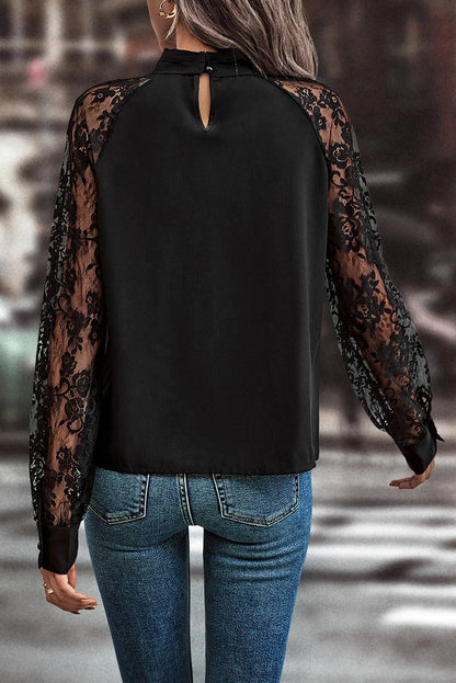 Black Floral Lace Blouse RTS