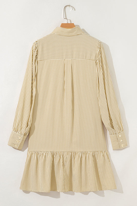 Brown Stripe Collared Dress LT