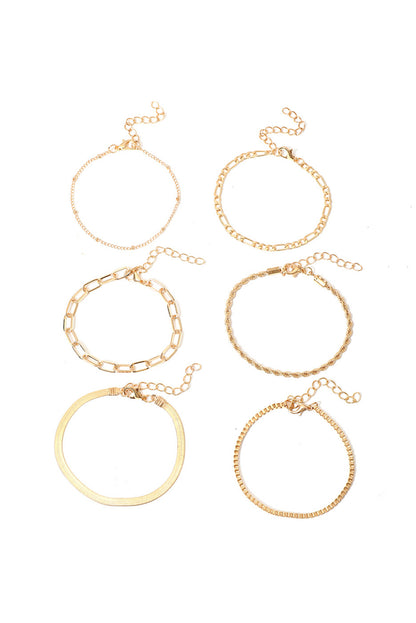 Gold Multi Layered Adjustable Chain Bracelet Set