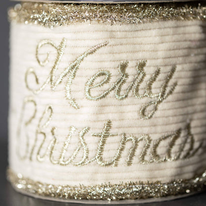 CREAM CHRISTMAS CHEER RIBBON