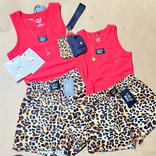 Lulu Mac Leopard Print Shorts w|pockets-Adults