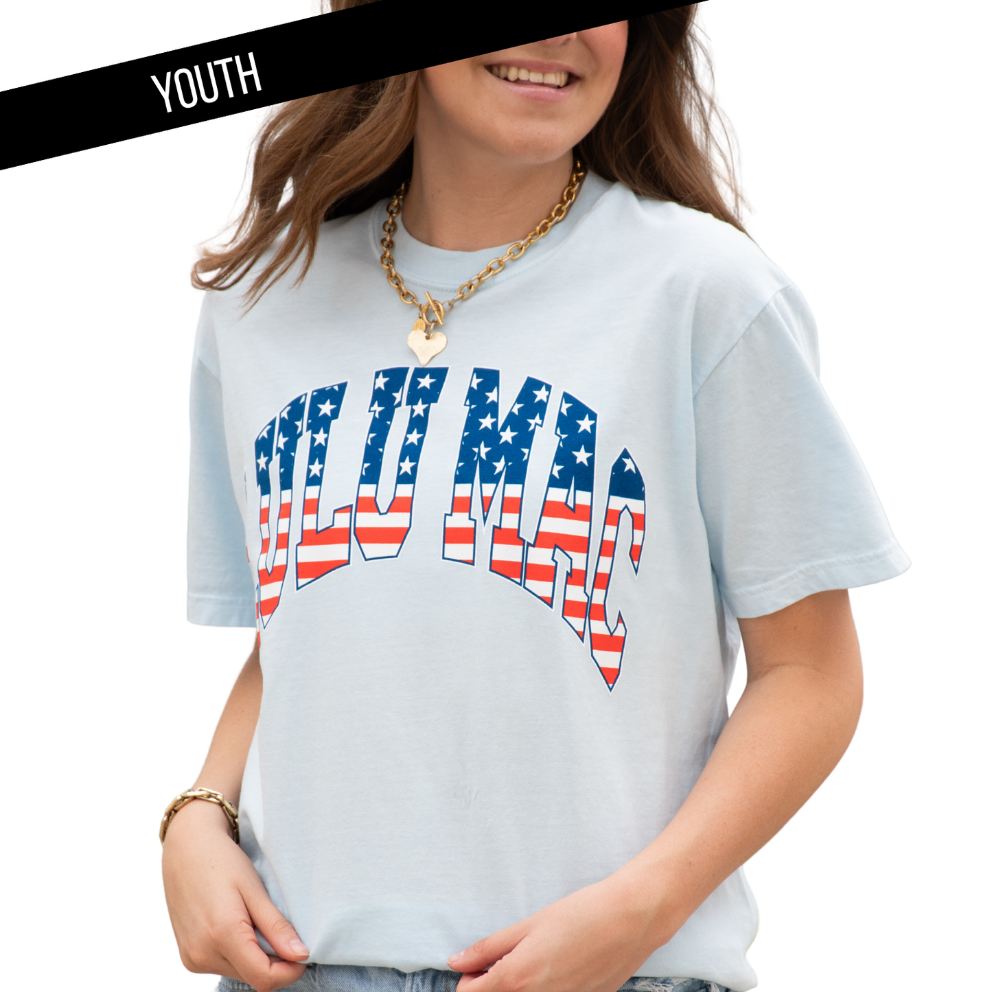 Girlie Girl Originals - KD-SS-1000 Stars & Stripes Chambray Youth Comfort Colors Tee