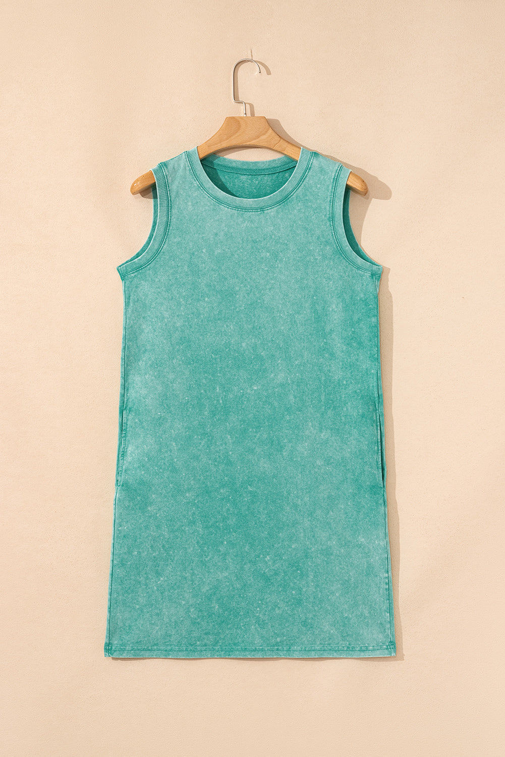 Beau Blue Mineral Wash Pocket Tank Mini Dress
