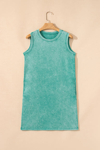 Beau Blue Mineral Wash Pocket Tank Mini Dress