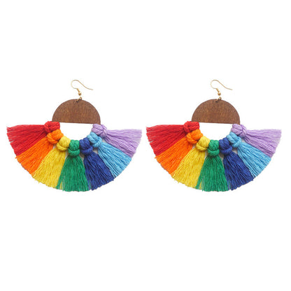 Preorder Rainbow Macrame Fringe Earrings*