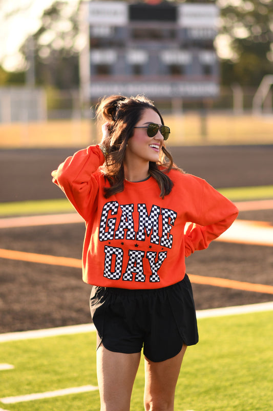 RTS Orange Checkered Game Day Sweatshirt