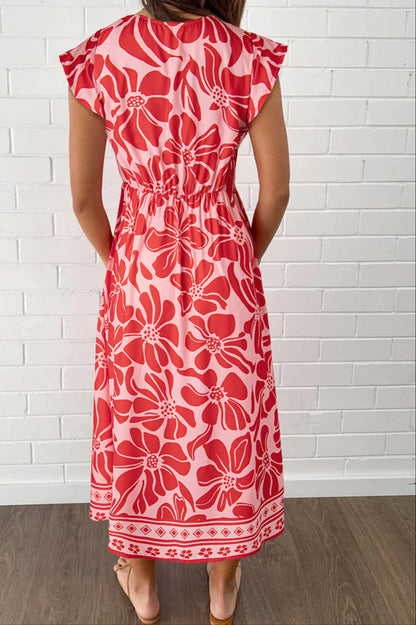 Red Boho Floral Dress FB