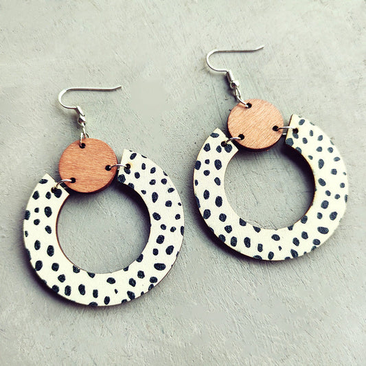 *RTS Boho Wood Round Earrings*