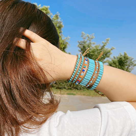 *Preorder: Turquoise Leather Wrap Bracelets*