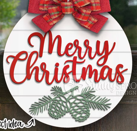 Merry Christmas Pine Door Hanger DiY
