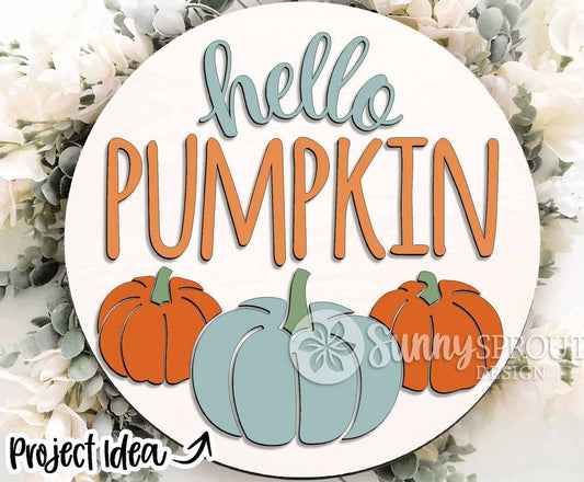 Hello Pumpkin w/ 3 pumpkins Door Hanger DIY
