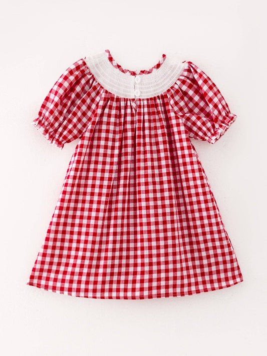 Christmas Tree Smocking Embroidered Girls Dress