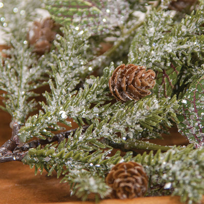 Snowy Fittonia, Pine & Berries Pick, 15"