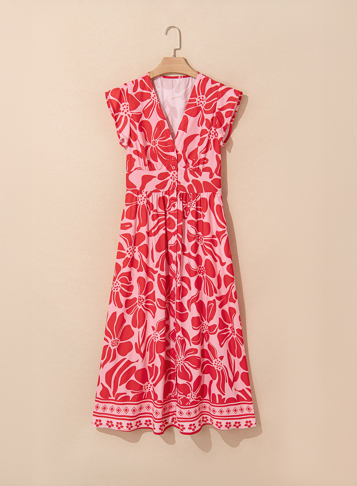Red Boho Floral Dress FB