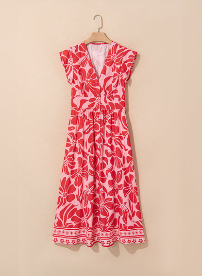 Red Boho Floral Dress FB
