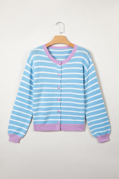 Blue Stripe Buttoned Cardigan