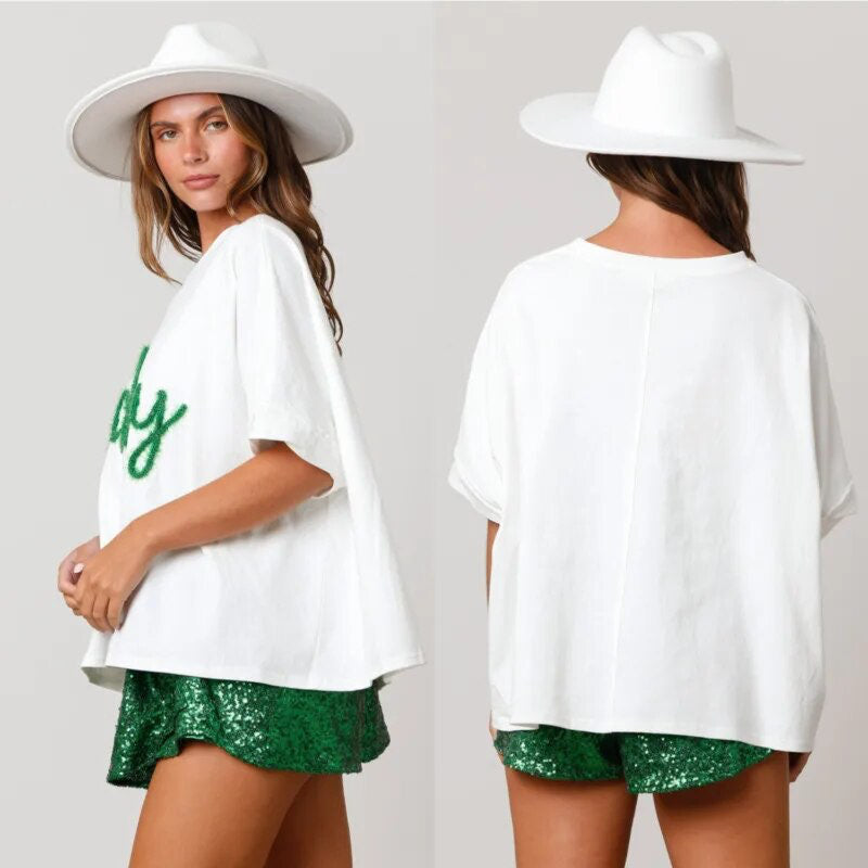 RTS: Lucky Green Embroidered Tee-