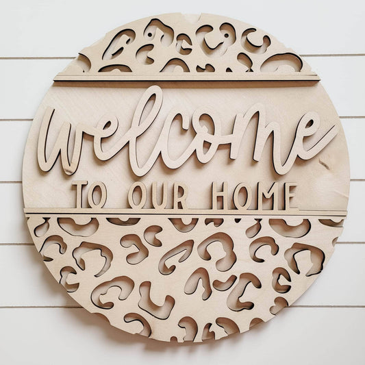 Leopard Print Welcome to our home - DIY Door Hanger