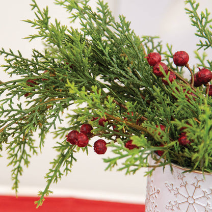 Red Berry & Cedar Bush, 17"