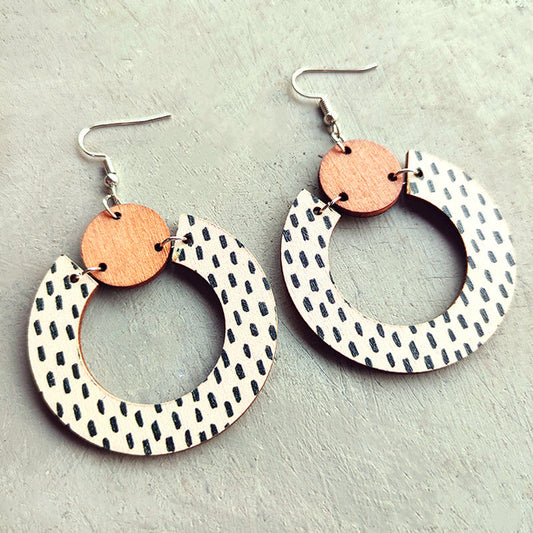 *RTS Boho Wood Round Earrings*