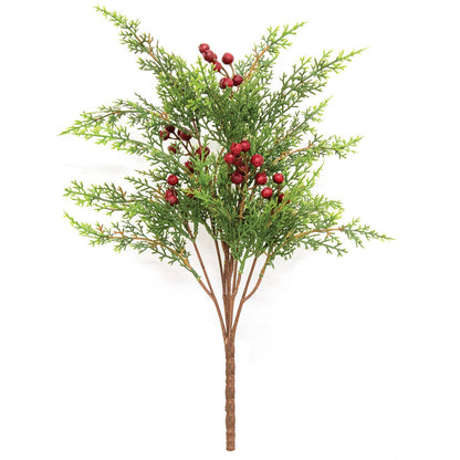Red Berry & Cedar Bush, 17"