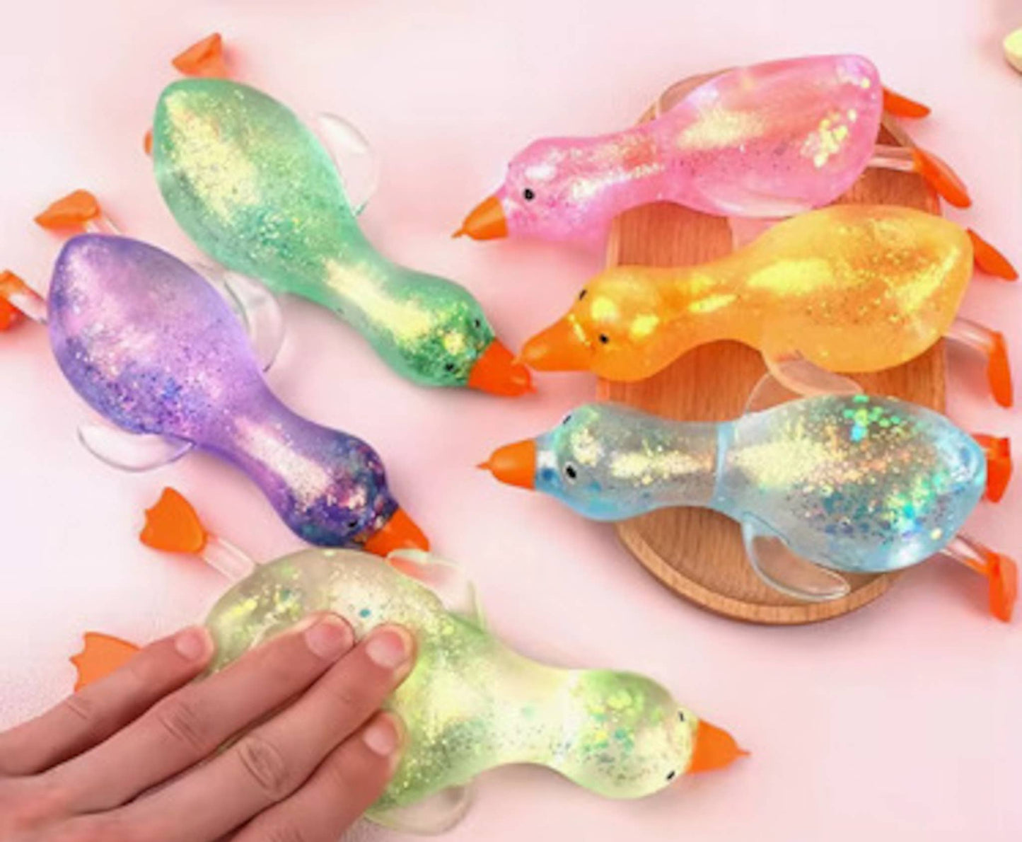 Squishy Squish Glitter Water Ducks Stress Toy