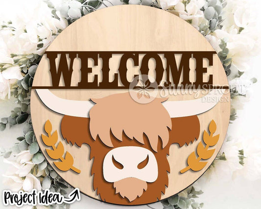 Welcome Highland Cow Door Hanger DiY