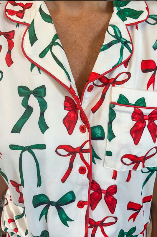 Christmas Ruffle Bow Edition PJs Ready to Ship Now