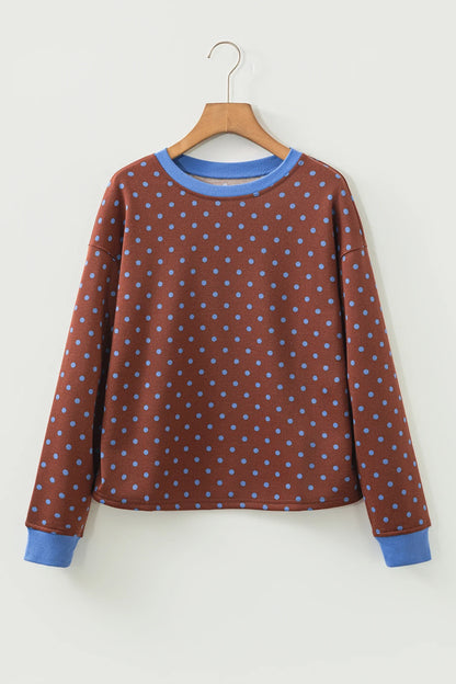 Brown Polka Dot Long Sleeve Shirt