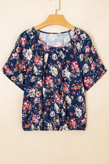 Blue Floral Casual Blouse RTS