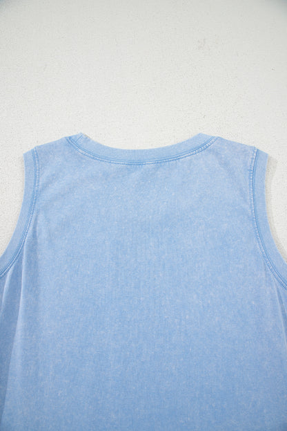 Beau Blue Mineral Wash Pocket Tank Mini Dress