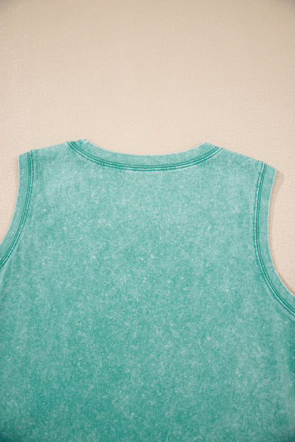 Beau Blue Mineral Wash Pocket Tank Mini Dress