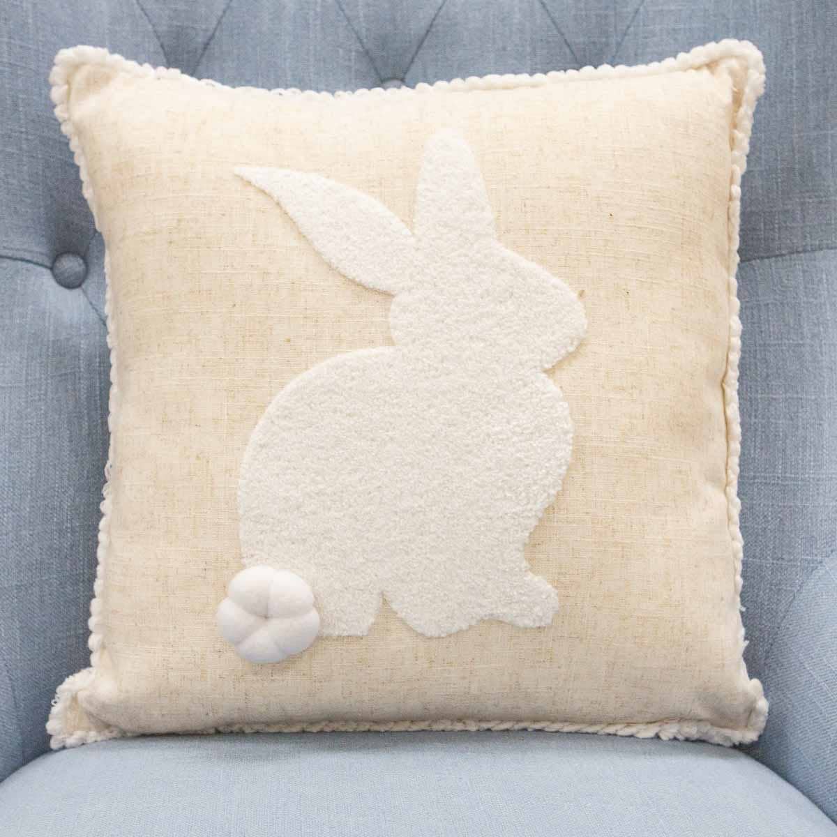 Cottontail Bunny Pillow   Oat/White   16x16