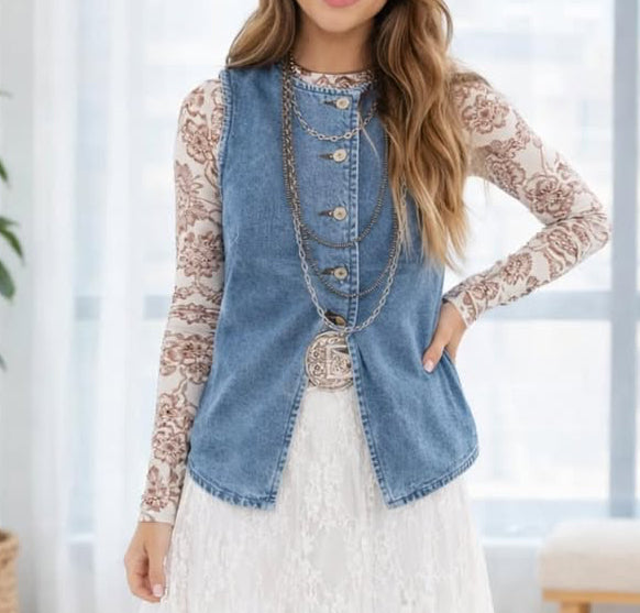 Denim Slit Vest FB