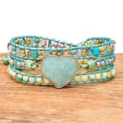 *Preorder: Teal Natural Stone Wrap Bracelet*