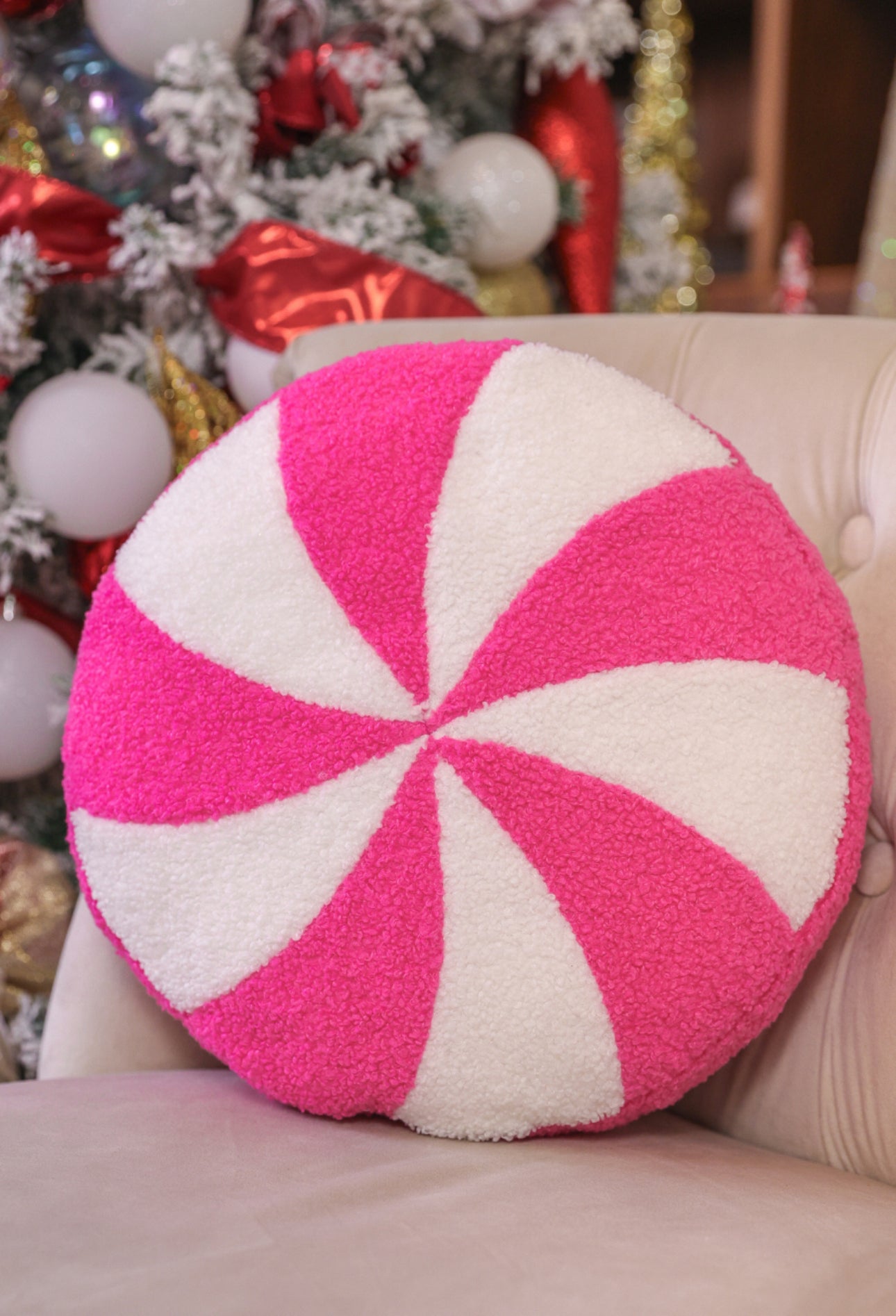 Christmas Pillows-Pink Peppermint-Ready to Ship Now!