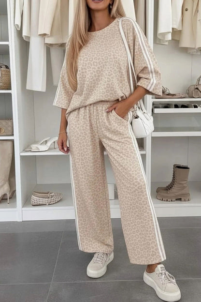 Leopard Varsity Stripe Pant Set RTS