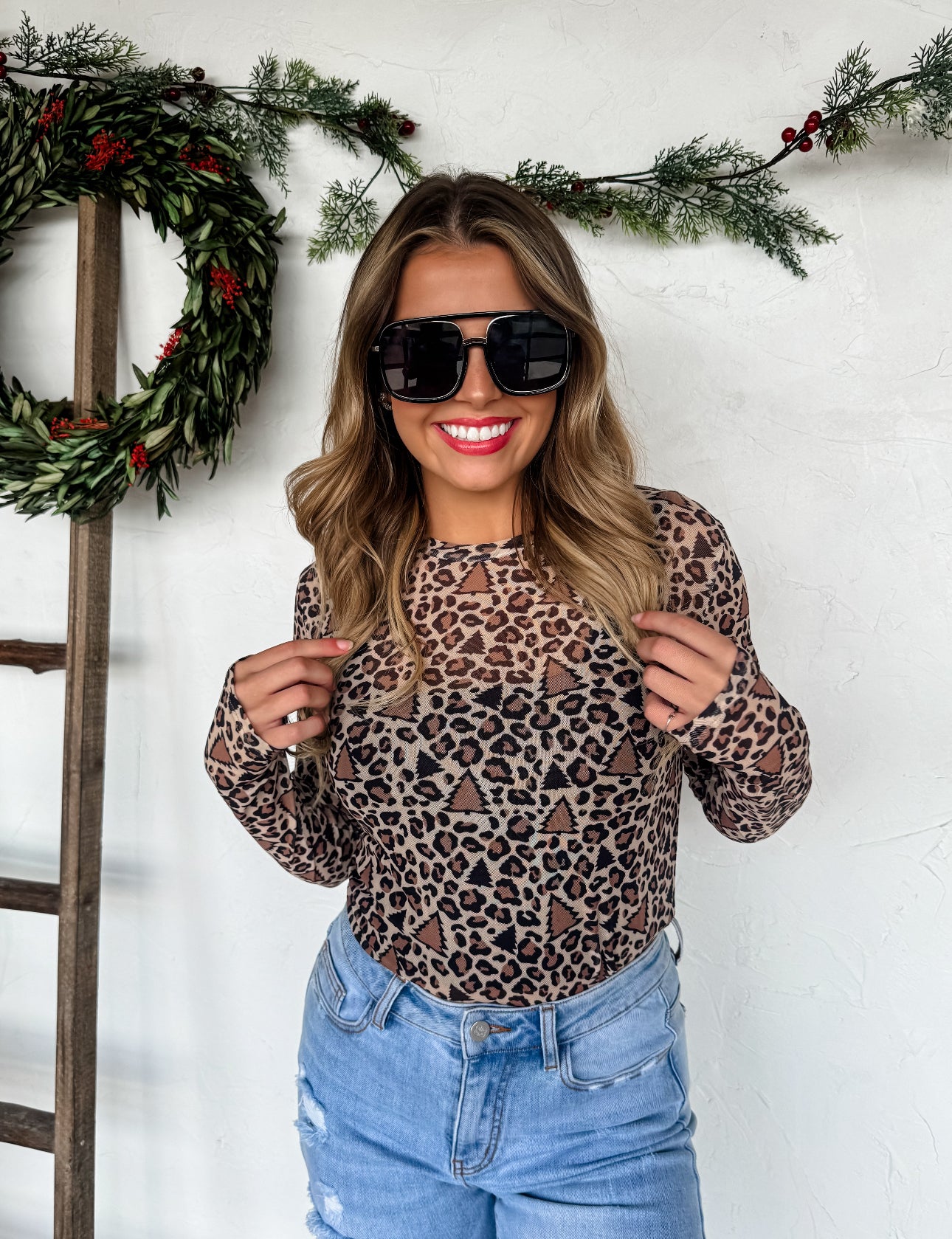 The Blakeley Mesh Holiday Print Top-Preorder Closes 9/3 @8PM CST
