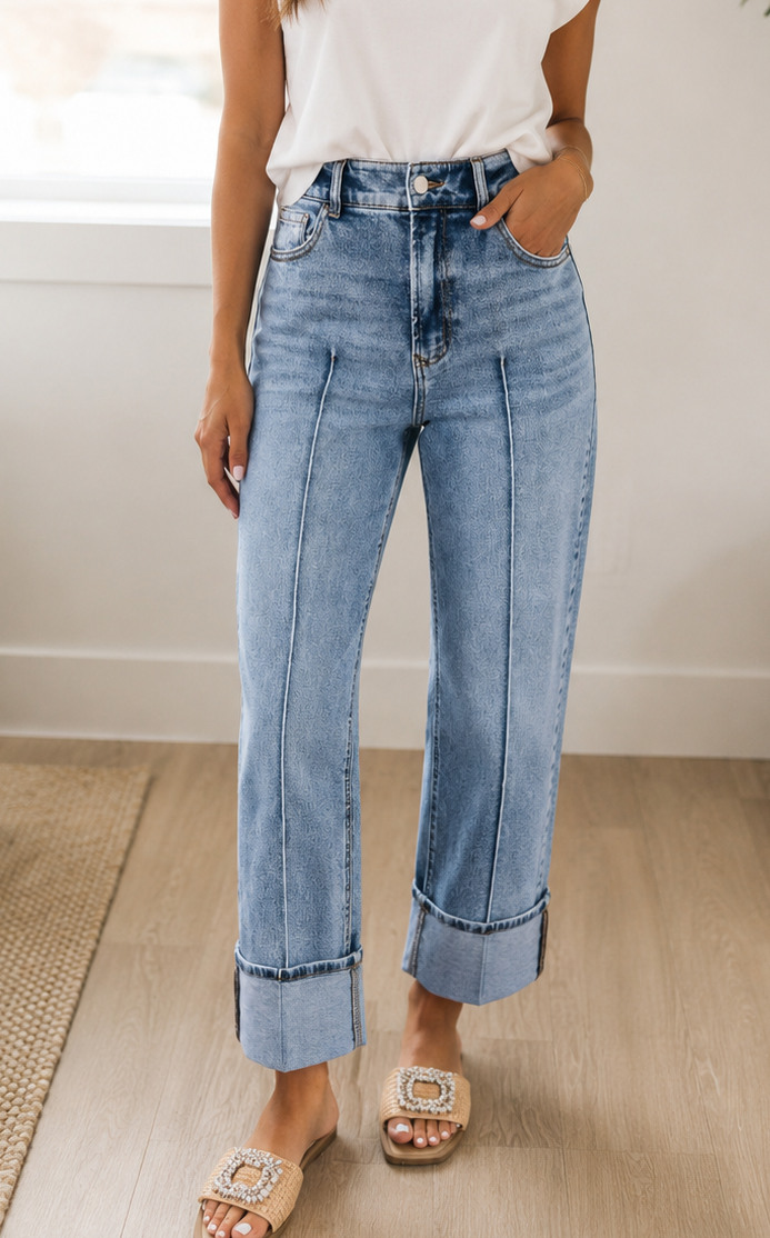 Center Seam Cuffed Jeans RTS
