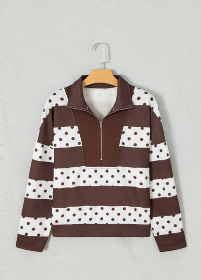 Stripe Polka Dot Quarter Zip
