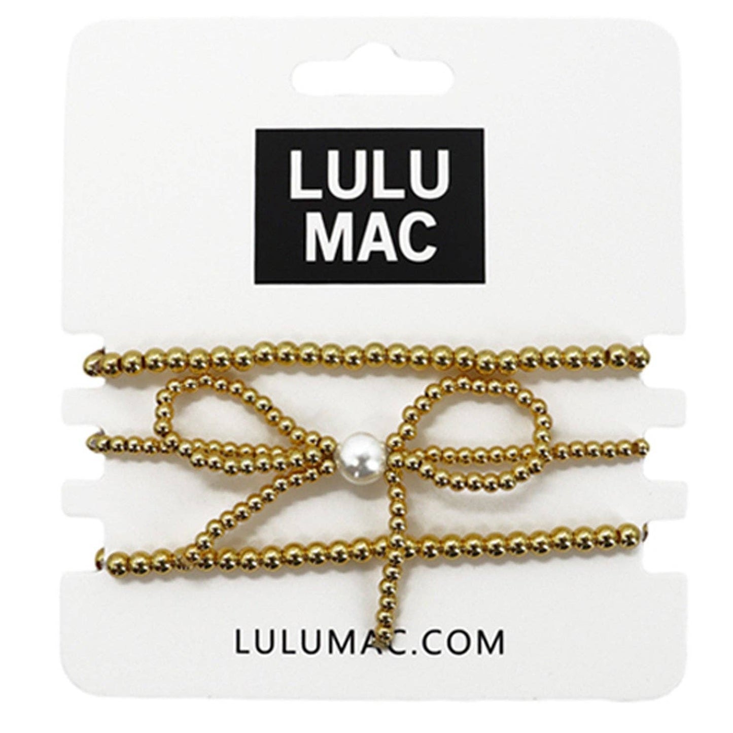 LULUMAC-BOW-GOLD-3 STACK BRACELET